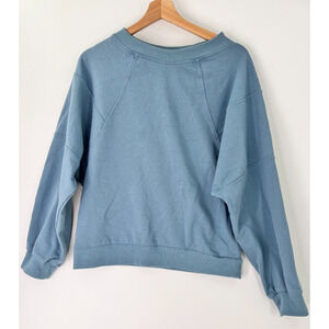 Merokeety Crew-Neck Long Sleeve Pullover Sweater Light Blue Womens Medium